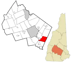 Location in Merrimack County and the state of New Hampshire.