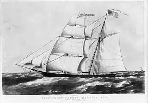 Missionary packet Morning Star passing Boston Light; painted by C.Drew, print by J.H. Bufford’s Lith.