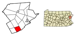 Map of Ross Township in Monroe County, Pennsylvania (left) and of Monroe County in Pennsylvania (right)