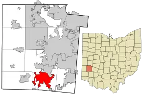 Location in Montgomery County and the state of Ohio.