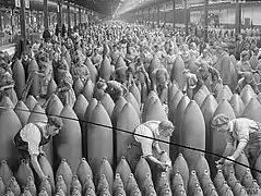 Painting shells in the National Shell Filling Factory, Chilwell. July 1917
