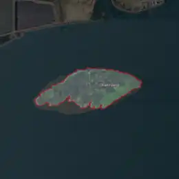 Aerial image of an island.