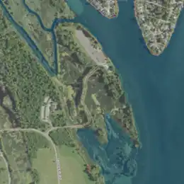 Aerial image of an island.