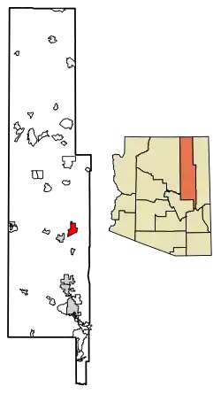 Location of Sun Valley in Navajo County, Arizona.