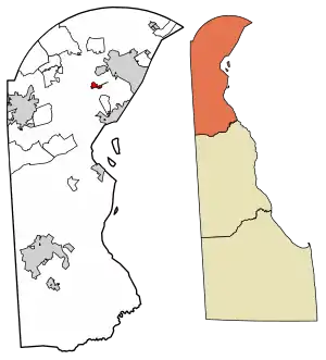Location of Newport in New Castle County, Delaware.