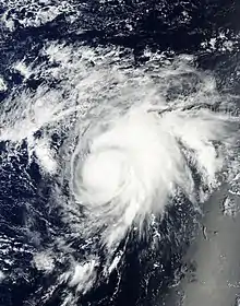 Satellite image of a weak but intensifying Tropical Storm Niala on September&nbsp;25