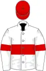 White, red hoop, armlets and cap