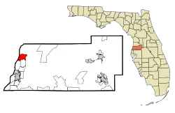 Location in Pasco County and the state of Florida.