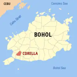 Map of Bohol with Corella highlighted