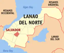 Map of Lanao del Norte with Salvador highlighted