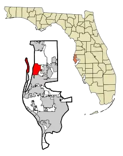 Location in Pinellas County and the state of Florida