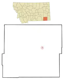 Location of Broadus, Montana