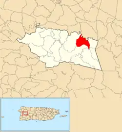 Location of Purísima Concepción within the municipality of Las Marías shown in red