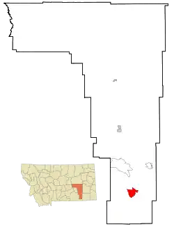 Location of Birney, Montana