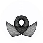 An orbit of the swinging Atwood's machine for 
  
    
      
        μ
        =
        5
      
    
    {\displaystyle \mu =5}
  
, 
  
    
      
        
          θ
          
            0
          
        
        =
        
          
            π
            2
          
        
      
    
    {\displaystyle \theta _{0}={\frac {\pi }{2}}}
  
, and zero initial velocity.
