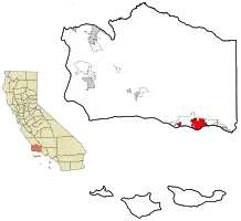 Location in Santa Barbara County and the state of California
