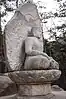 Seated stone statue of Buddha at Samneung-gye, Namsan in Gyeongju, Korea
