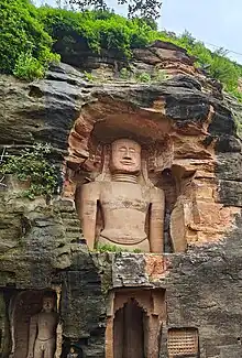 The 17.8 metres (58 ft) colossal sculptures at Siddhachal Caves