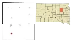 Location in Spink County and the state of South Dakota