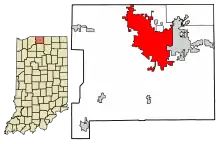 Location of South Bend in St. Joseph County, Indiana