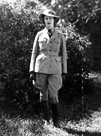 A member of the Women's National Emergency Legion Horse Transport unit in Brisbane during September 1939