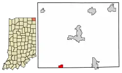 Location of Hudson in Steuben County, Indiana.