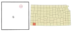 Location within Stevens County and Kansas