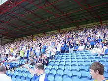 Stockport County fans in the Cheadle End stand