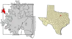 Location of Azle in Tarrant County, Texas