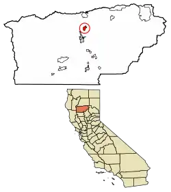 Location of Bend in Tehama County, California.