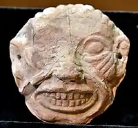 Terracotta mask of Humbaba from Ur, Iraq. 2004–1595&nbsp;BCE. Sulaymaniyah Museum, Iraq
