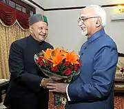 The Chief Minister of Himachal Pradesh, Shri Virbhadra Singh calling on the Vice President, Shri Mohd. Hamid Ansari, in Shimla, Himachal Pradesh on 9 June 2015