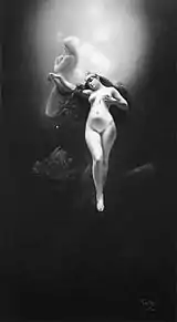 Print of two female nudes in the heavens