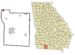 Location in Thomas County and the state of Georgia