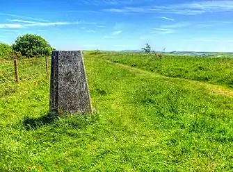 Trig Point on Kithurst Hill West Sussex. Located on the South Downs Way above the village of Storrington. 699&nbsp;ft high at the summit.