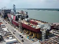 USS San Antonio during construction at Avondale, 2002