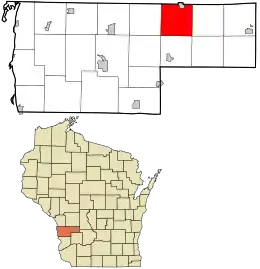 Location in Vernon County and the state of Wisconsin.