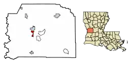 Location of New Llano in Vernon Parish, Louisiana.
