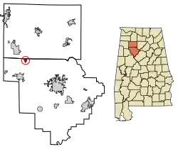 Location of Nauvoo in Walker County and Winston County, Alabama.