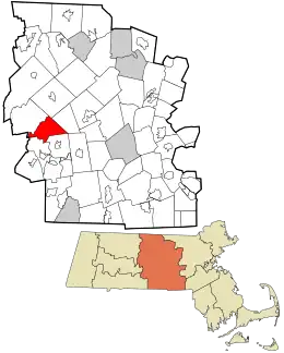 Location in Worcester County and the state of Massachusetts.