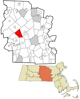 Location in Worcester County and the state of Massachusetts.