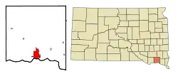 Location in Yankton County and the state of South Dakota