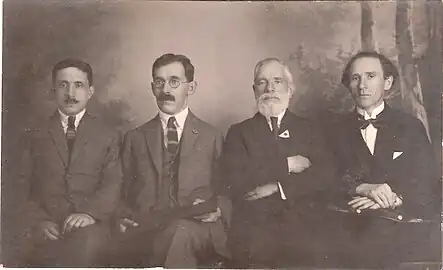 Yehoshua Fridman&nbsp;[he], Yitzchak Vilkanski and Eliezer Eliyahu Fridman in the 13th Zionist Congress in 1923
