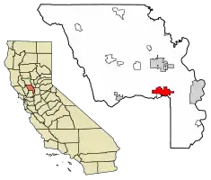 Location of Davis in Yolo County, California
