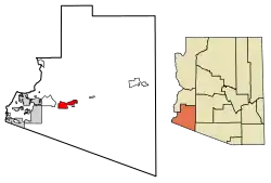 Location of Wellton in Yuma County, Arizona