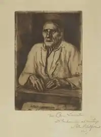 Larin Paraske with Kantele, etching by Albert Edelfelt, c. 1905, Thiel Gallery
