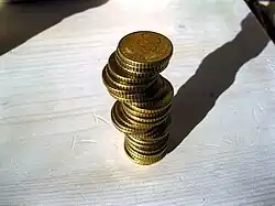 stack of coins (50 Euro cents)