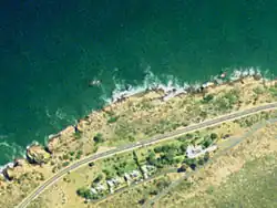 Aerial photograph of the dive sites at Cow and Calf and Vogelsteen. (Photo CDS&M)