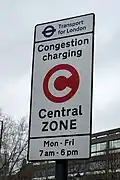 Sign showing entry to a congestion charging zone.