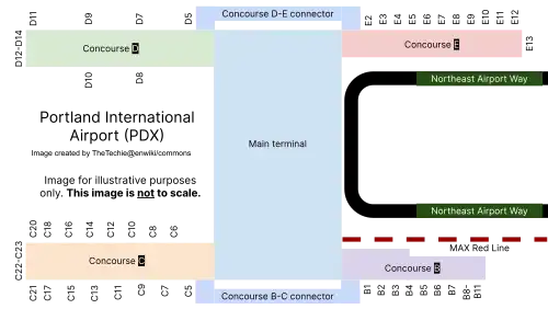 A map of Portland International Airport